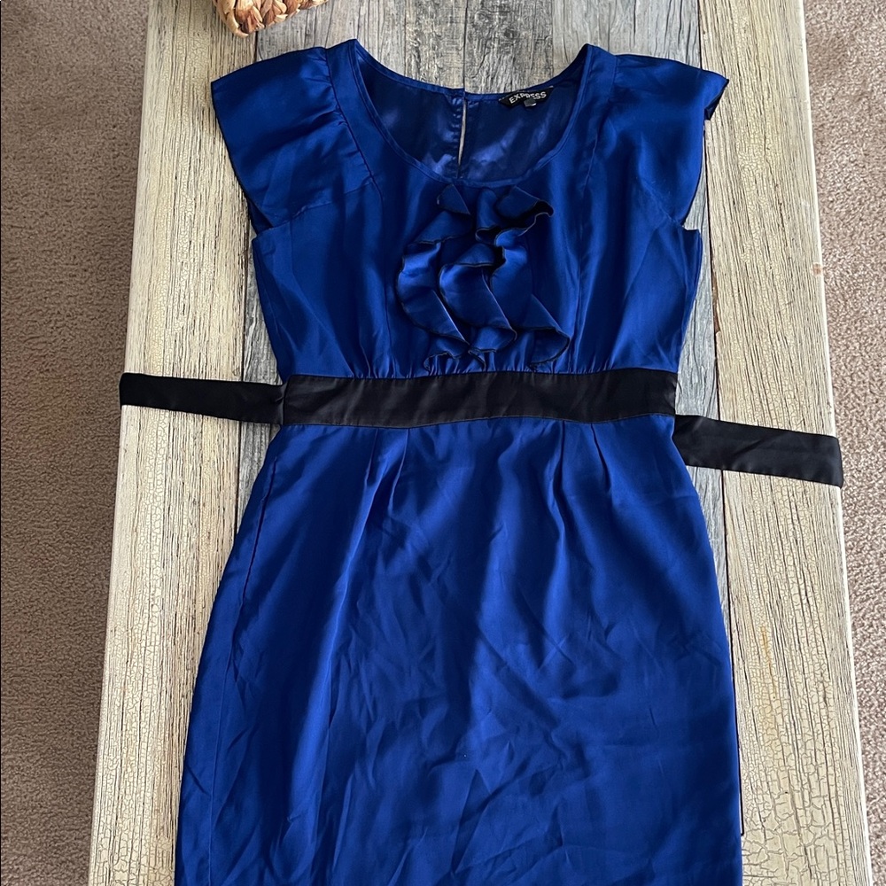 Express Blue and Black Midi Dress